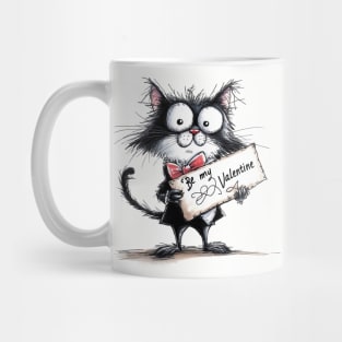 Quirky Tuxedo Cat Be My Valentine Mug